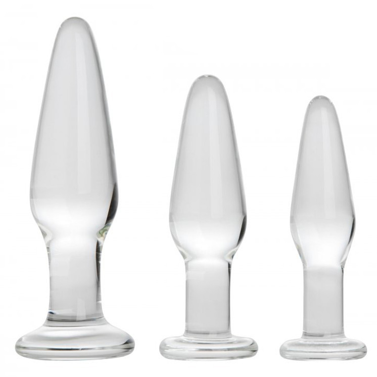 Dosha 3 Piece Glass Anal Plug Kit - butt plug