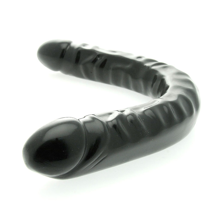 18 Inch Veined Double Header Dildo Black