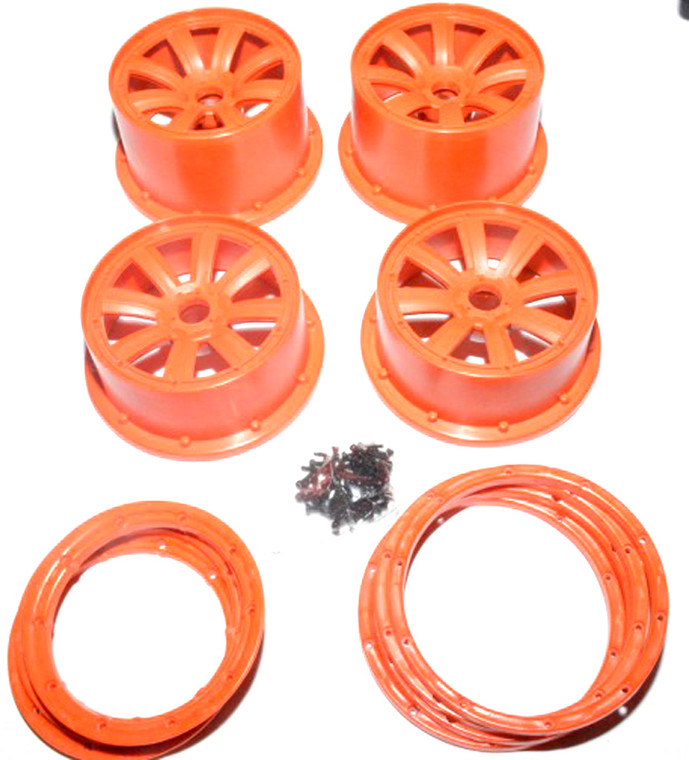 Orange 8 spoke rim set for HPI baja