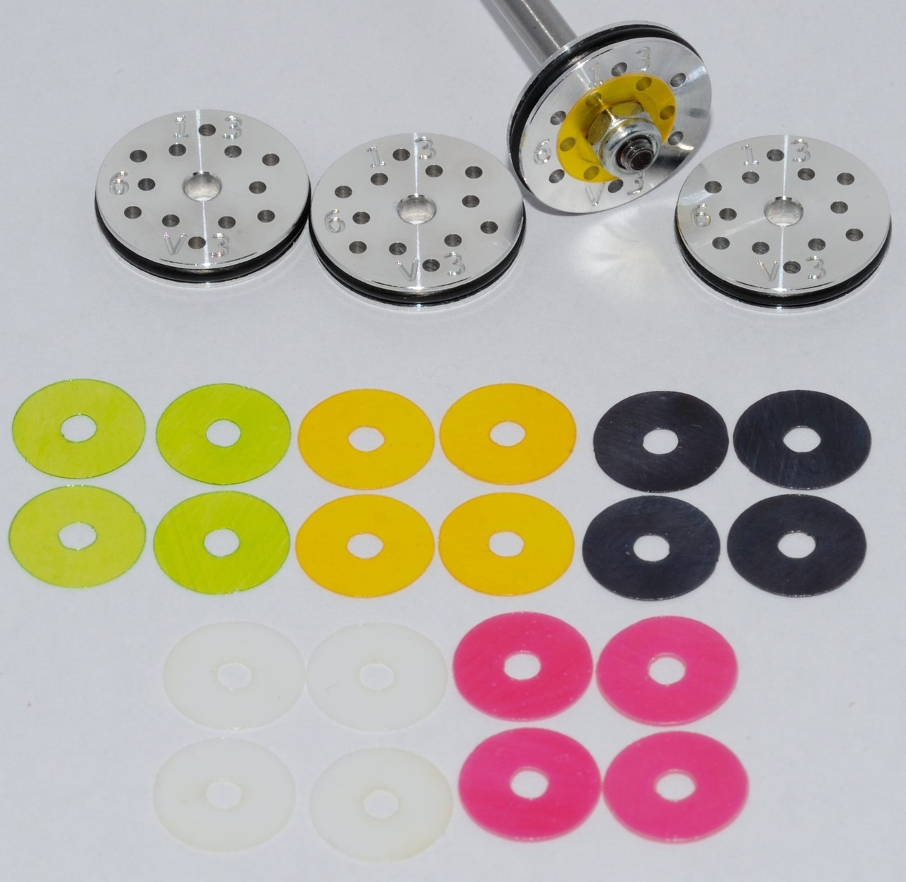 1 RC Shock Rebound Valved Pistons 16mm, 6 hole, 1.3mm. Losi 8ight, HB