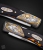 Howard, Durvyn Double Lockback with Gold Toothpick, Engraved by Jon Robyn, Antique Amber Scales by Durvyn Howard 