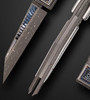 Jumbo Kube Double Action Automatic Folder with Damascus & Mother of Pearl Inlays by Antonio Fogarizzu
