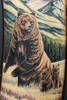 Mama Grizzly Bear & Cubs in the Mountains, Scrimshaw in Color on Ancient Artifact, by Matt Stothart