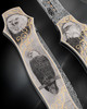 AMERICAN EAGLE, Single Blade Automatic, Collaboration with Tony Baker Knives, Bulino-Style Engraving by Raul Sartor Filho