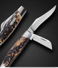3 Blade Texas Stockman Slipjoint Folder with Punch, Antique Red Stag, by Tom Ploppert ❗New❗ BLADE SHOW 2025