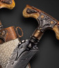 Walrus Ivory Push Dagger with Stingray Scabbard & Damascus Blade by Darrel Ralph