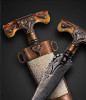 Walrus Ivory Push Dagger with Stingray Scabbard & Damascus Blade by Darrel Ralph