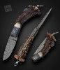 "TOADS SMILE" Dated 2/11/00, Damascus Folder with Crown Stag by Jim Schmidt ❗️PUBLISHED❗️