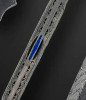 Damascus Automatic Folding Dagger with Lapis Lazuli Inlay, (High Grade Lapis, AA) by Jerry Rados
