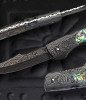 Persian Style, Automatic Damascus Folder with Abalone by Joe Kious .