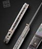 Mother of Pearl and Damascus Lockback Folder with Gold Toothpick by Barry Davis