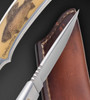 Integral Stainless Steel Trout & Bird Knife with Ivory Micarta Inlays and Colored Scrimshaw of Atlantic Salmon and Arctic Grayling Fish by Richard Hodgson