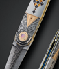 Art Deco Dagger with 14K Gold & Explosion Pattern Damascus by Owen Wood