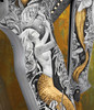 Osborne, Warren Automatic Lockback Dagger with Mermaids and Ocean Scene Engraved by Simone Fezzardi - SOLD 