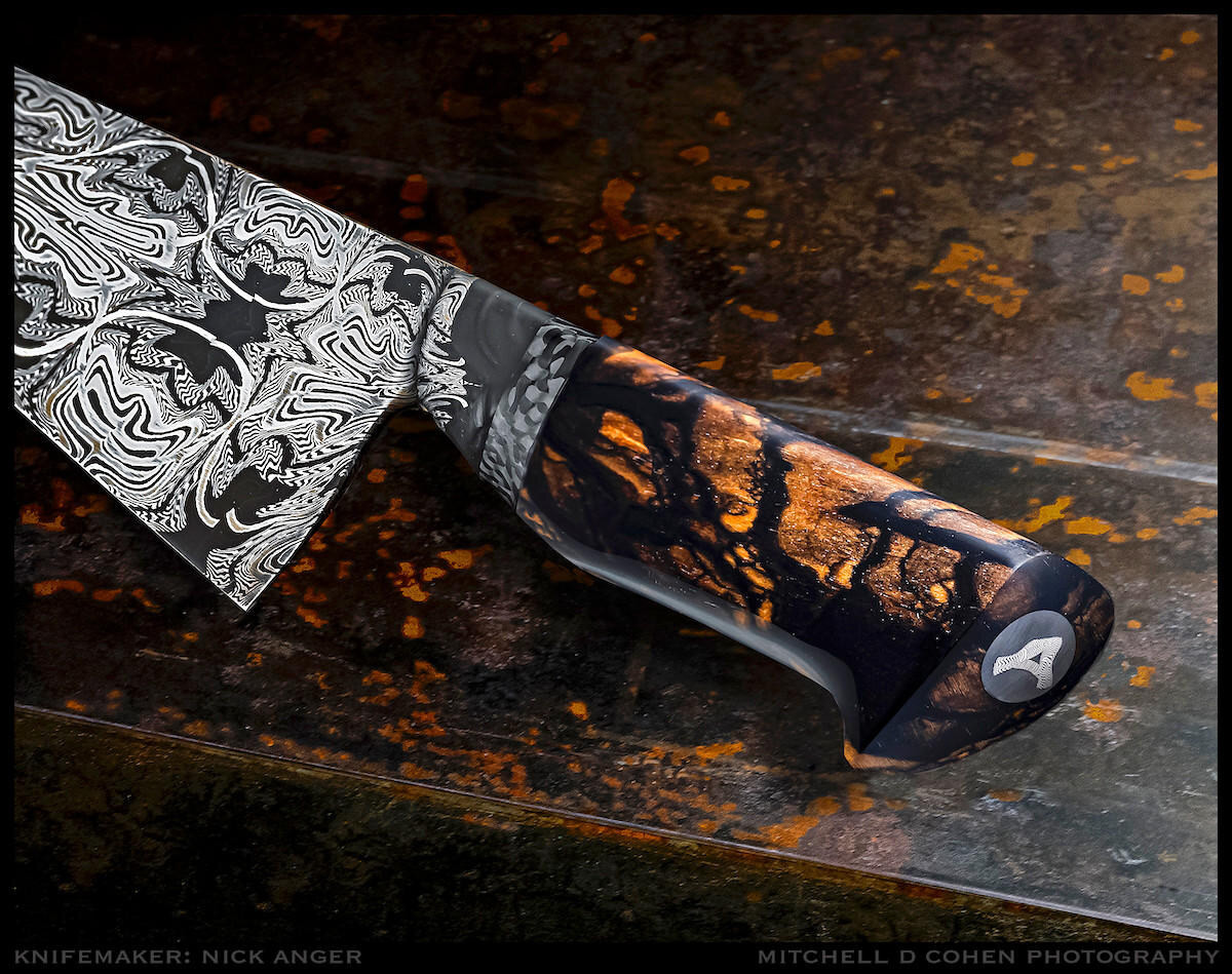 Anger, Nick, Damascus Chef Knife with Ebony Knife | Farina Fine