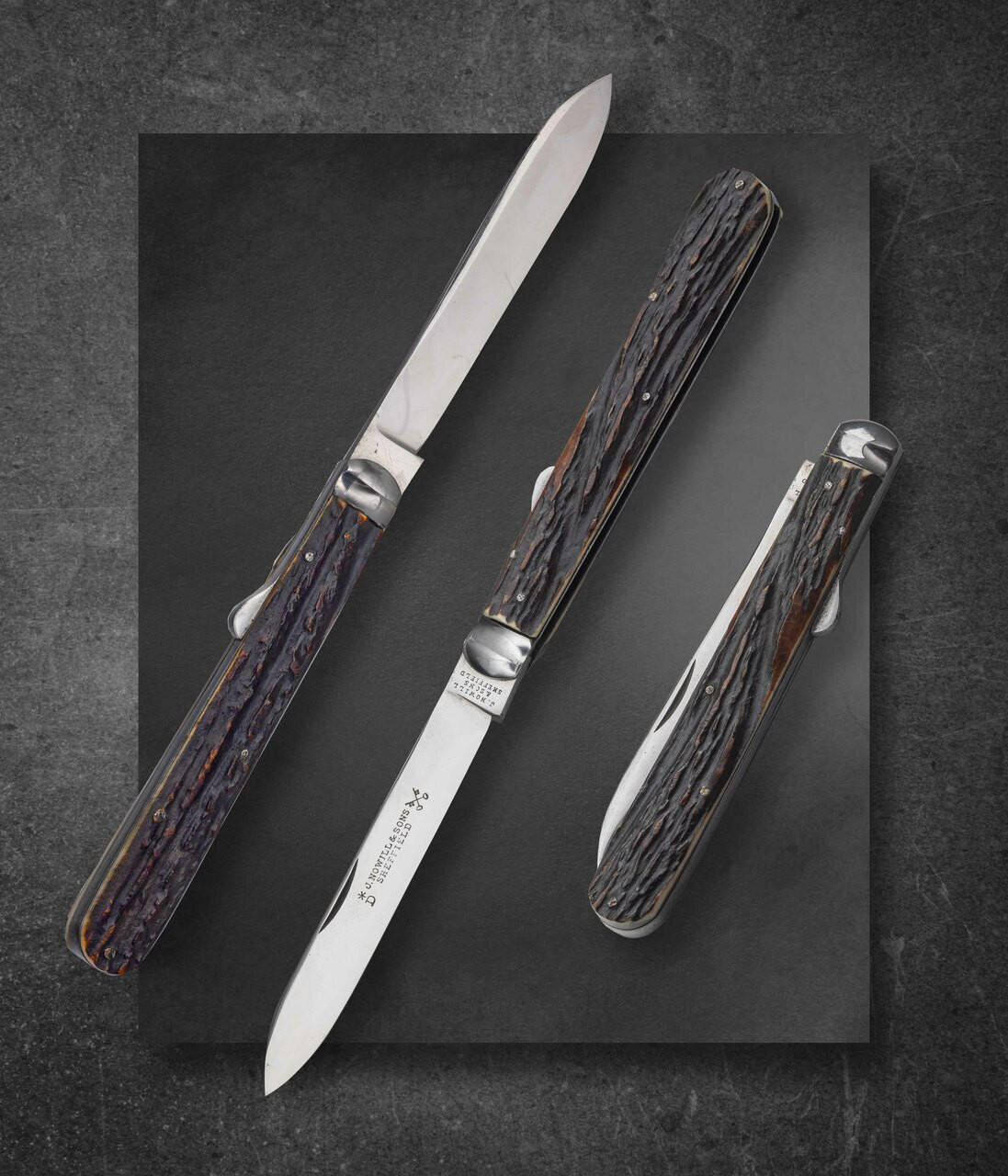 J. Nowill & Sons, Stag, Sheffield Lockback Folder, Antique Knife
