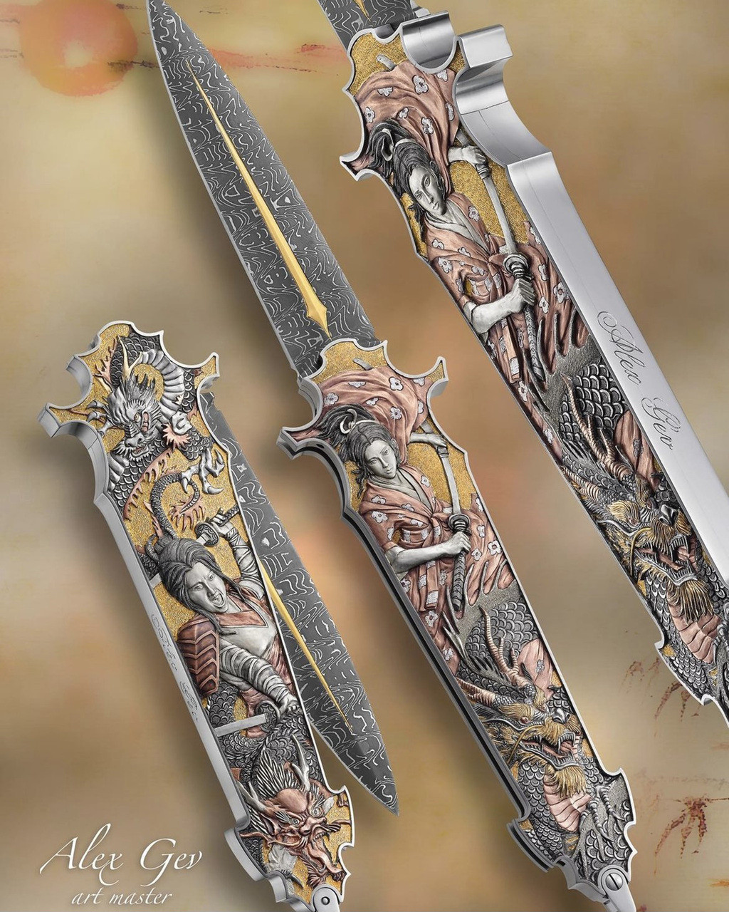 Gev, Alex, Automatic Folder, Engraved by Alex Gev, AKI 2022 Knife