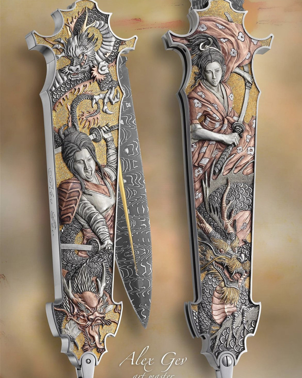 Gev, Alex, Automatic Folder, Engraved by Alex Gev, AKI 2022 Knife