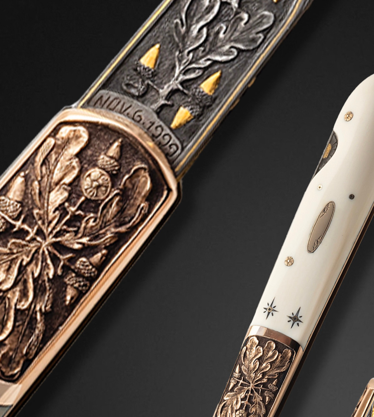 Frank, Henry, Antique Mammoth & 18K Gold Bolster Lockback Folding