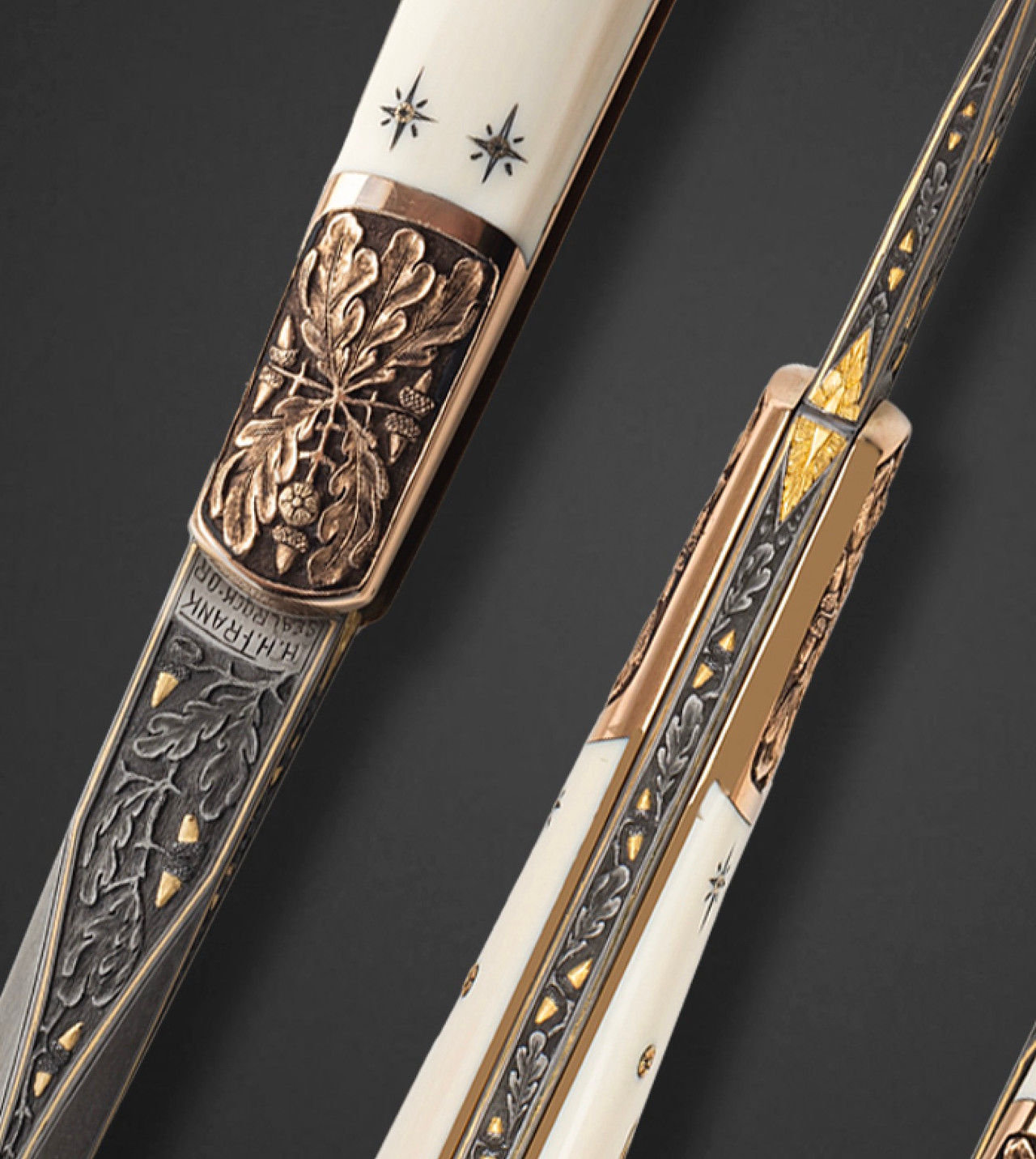Frank, Henry, Antique Mammoth & 18K Gold Bolster Lockback Folding