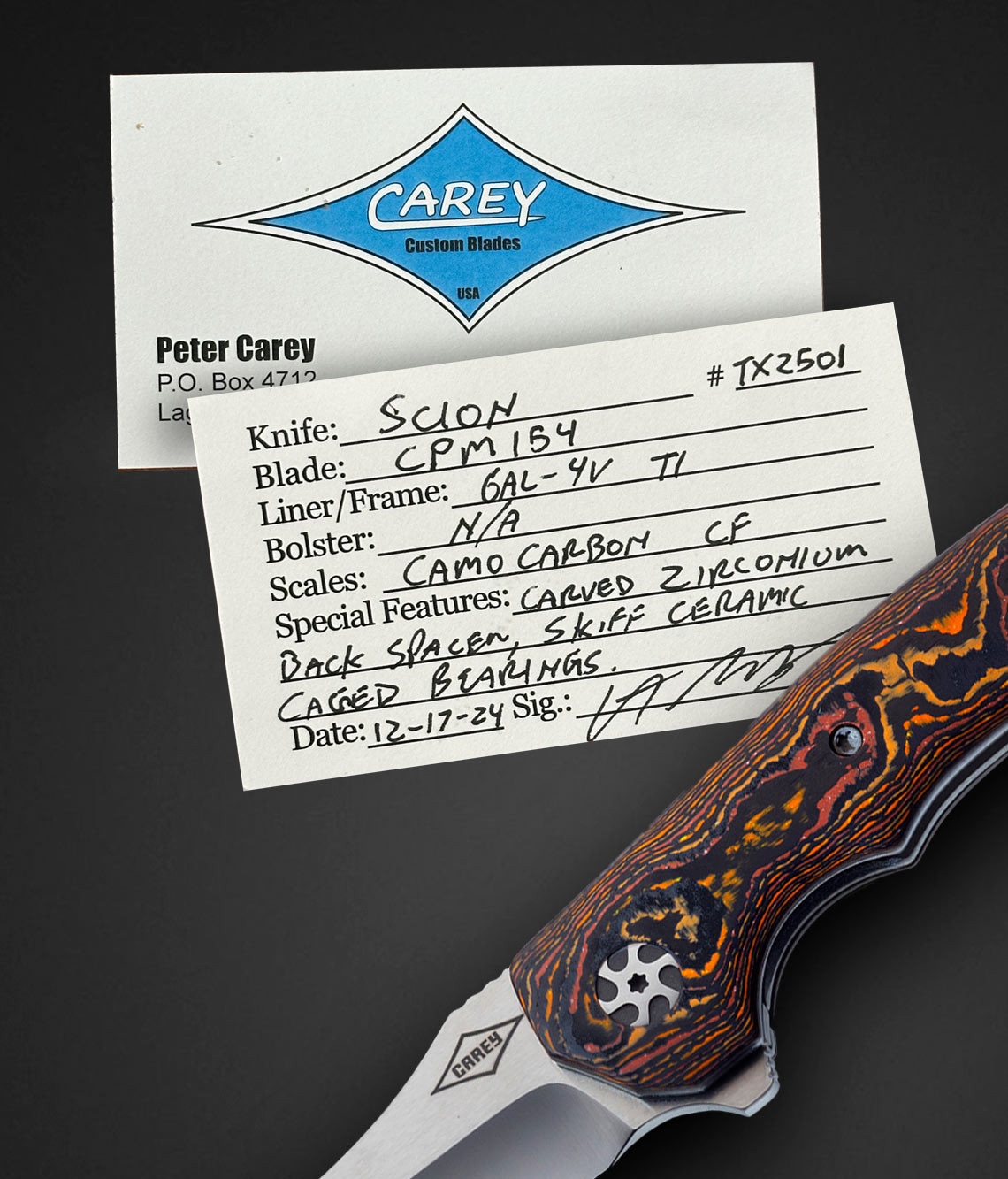 Carey, Peter, SCION Flipper, Model #: TX2501 with Camo Carbon