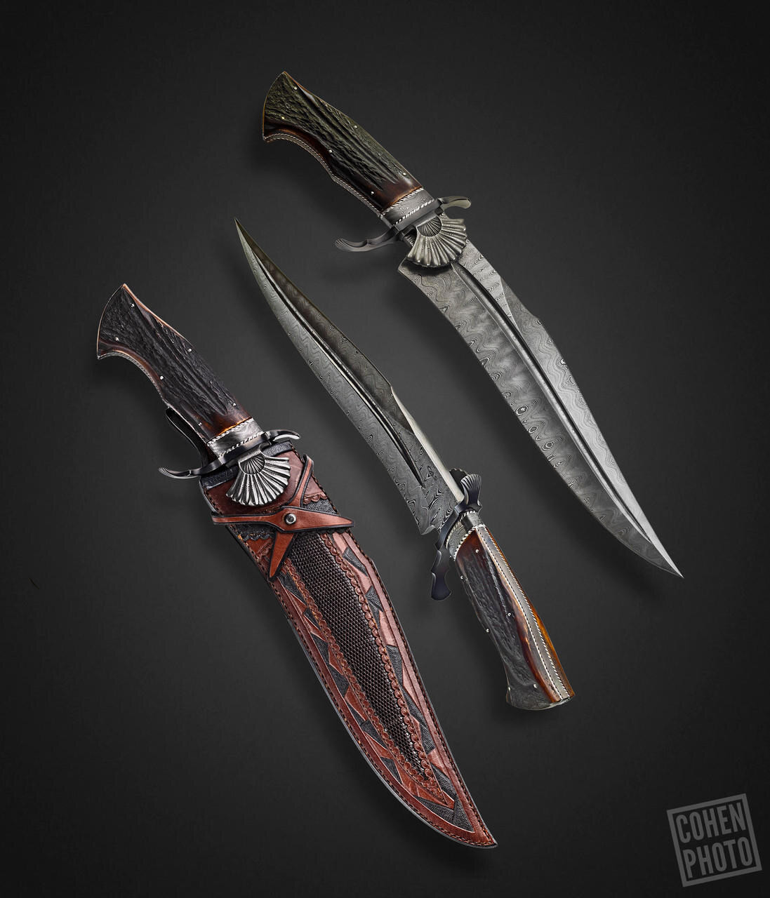 CAS Knives (Sobral Brothers), Damascus Fight with Clamshell Blade