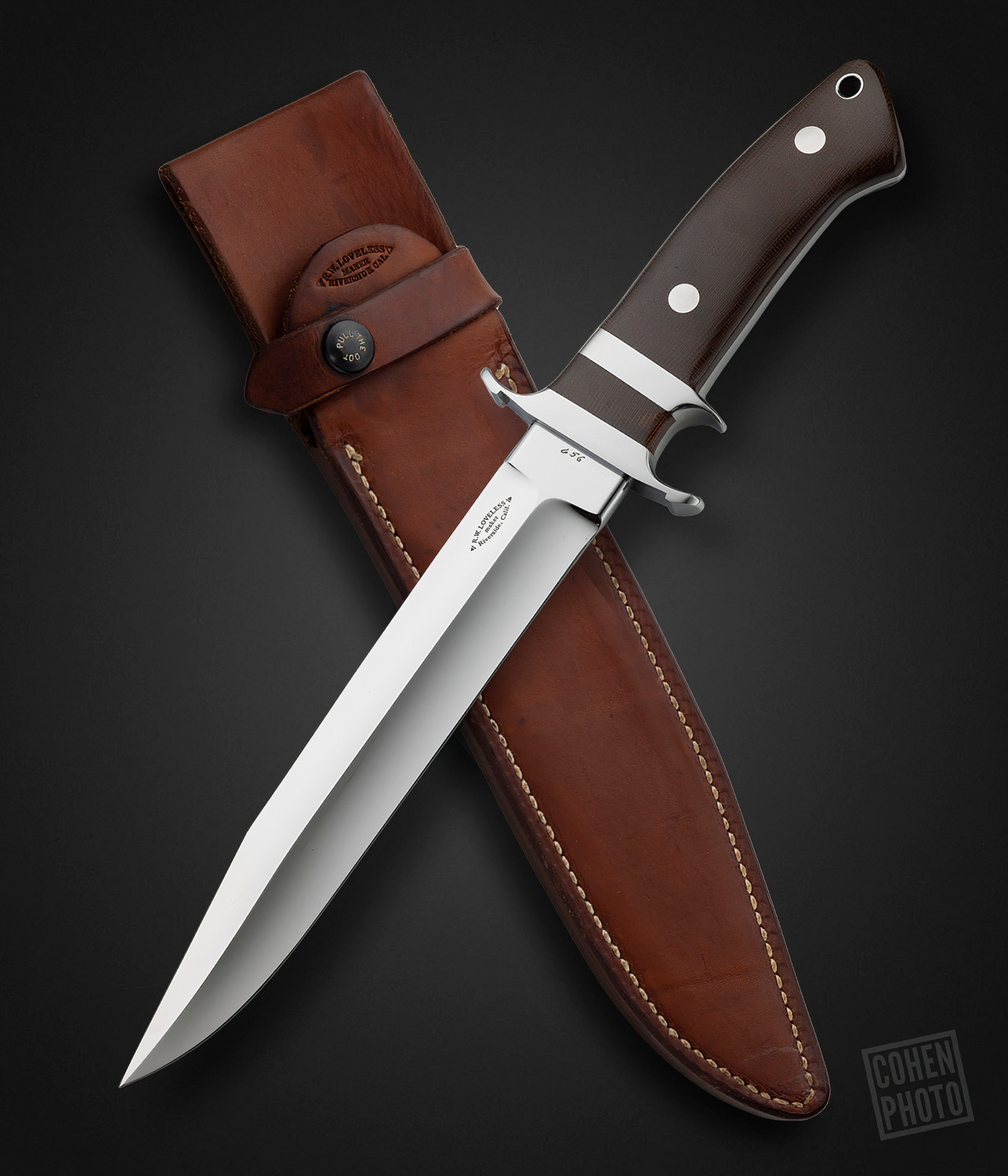 Loveless, R.W., Bob, Big Bear, Dark Green Micarta Knife | Farina