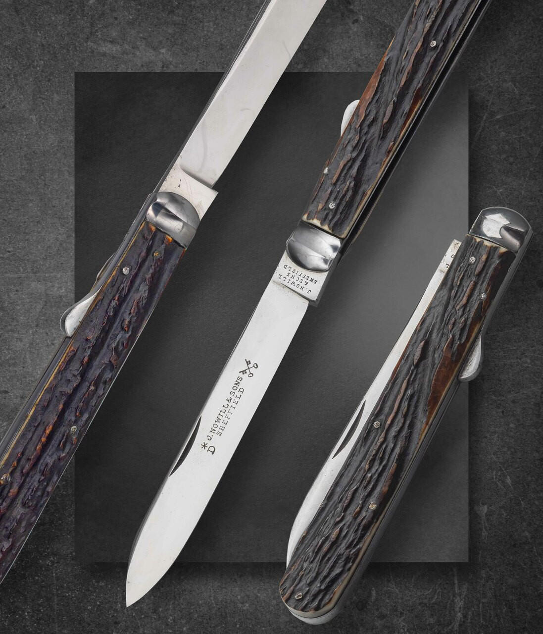 J. Nowill & Sons, Stag, Sheffield Lockback Folder, Antique Knife