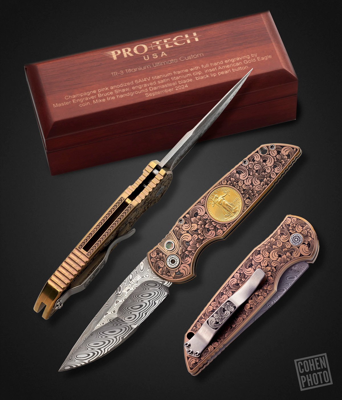 Pro-Tech Knives, TR-3 Titanium Ultimate Custom, Champagne Pink