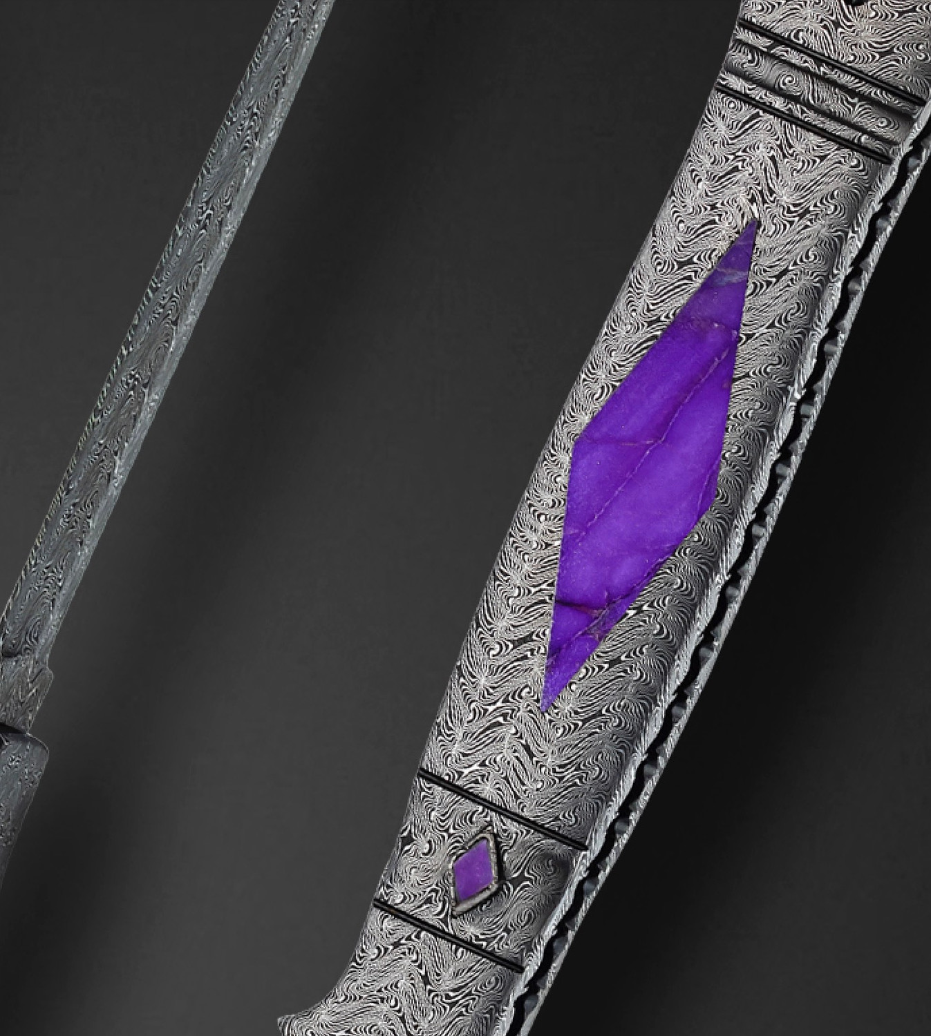 Rados, Jerry, Turkish Twist Damascus Dagger with Lavender Sugilite