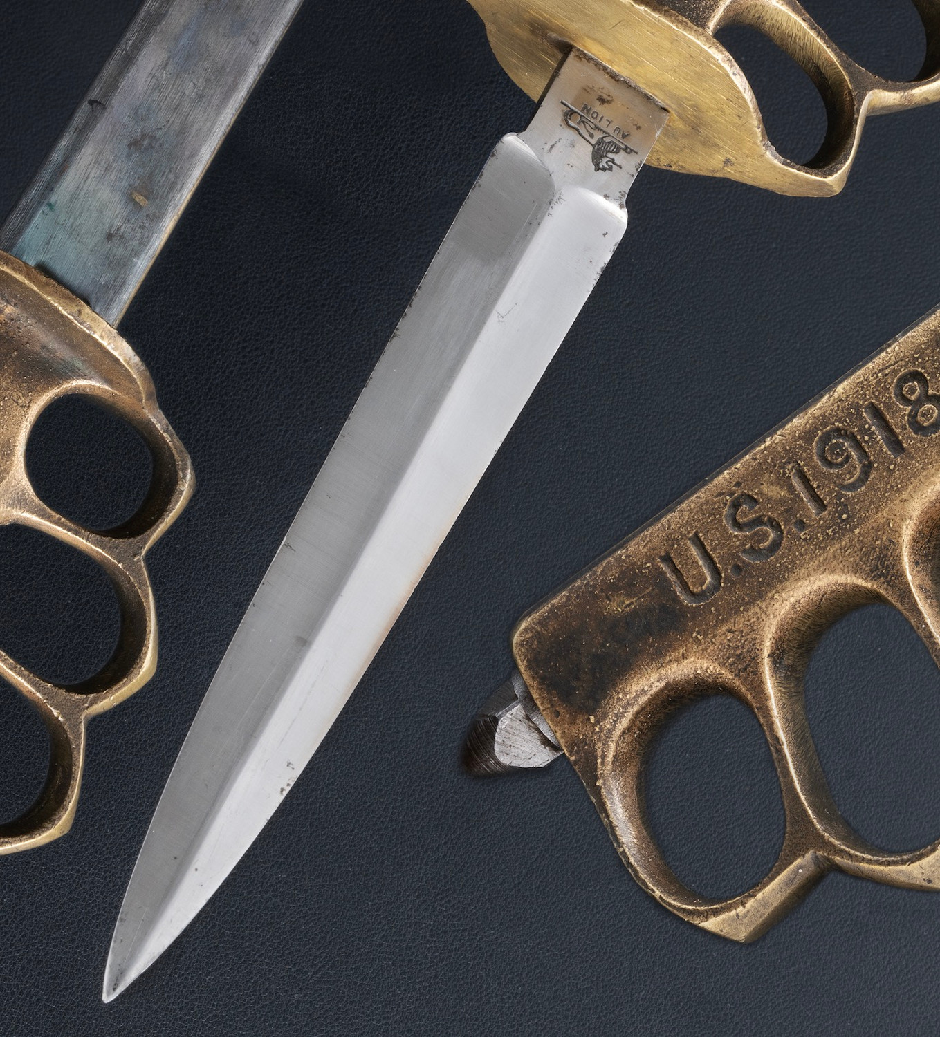 AuLion, Rare, Trench Knife, WWI, Stamped: 