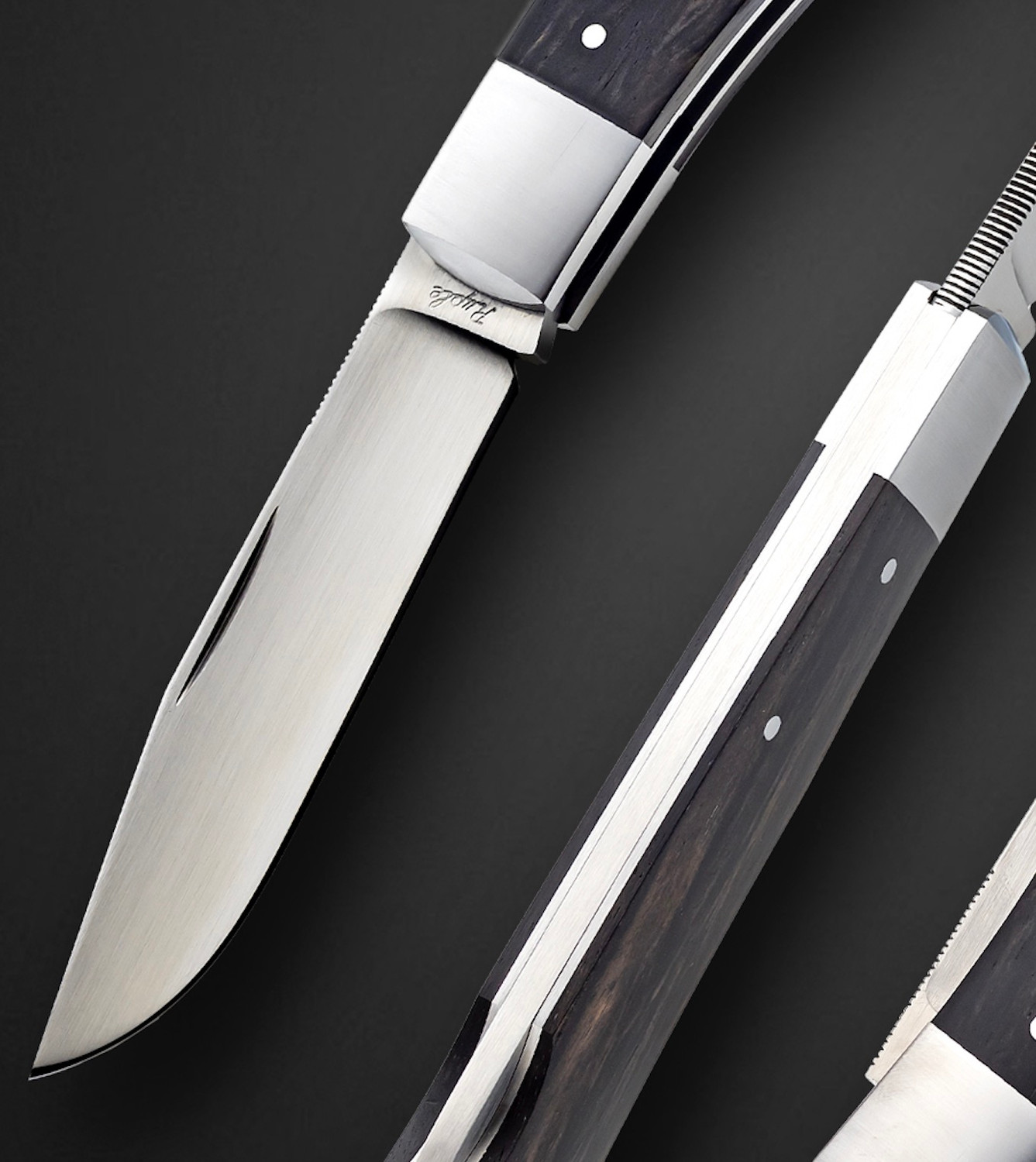 値下げ　激レア APL BLADE black/white 30cm Model 1306 in Ebony, Lockback Single Blade, by Bill Ruple | Farina