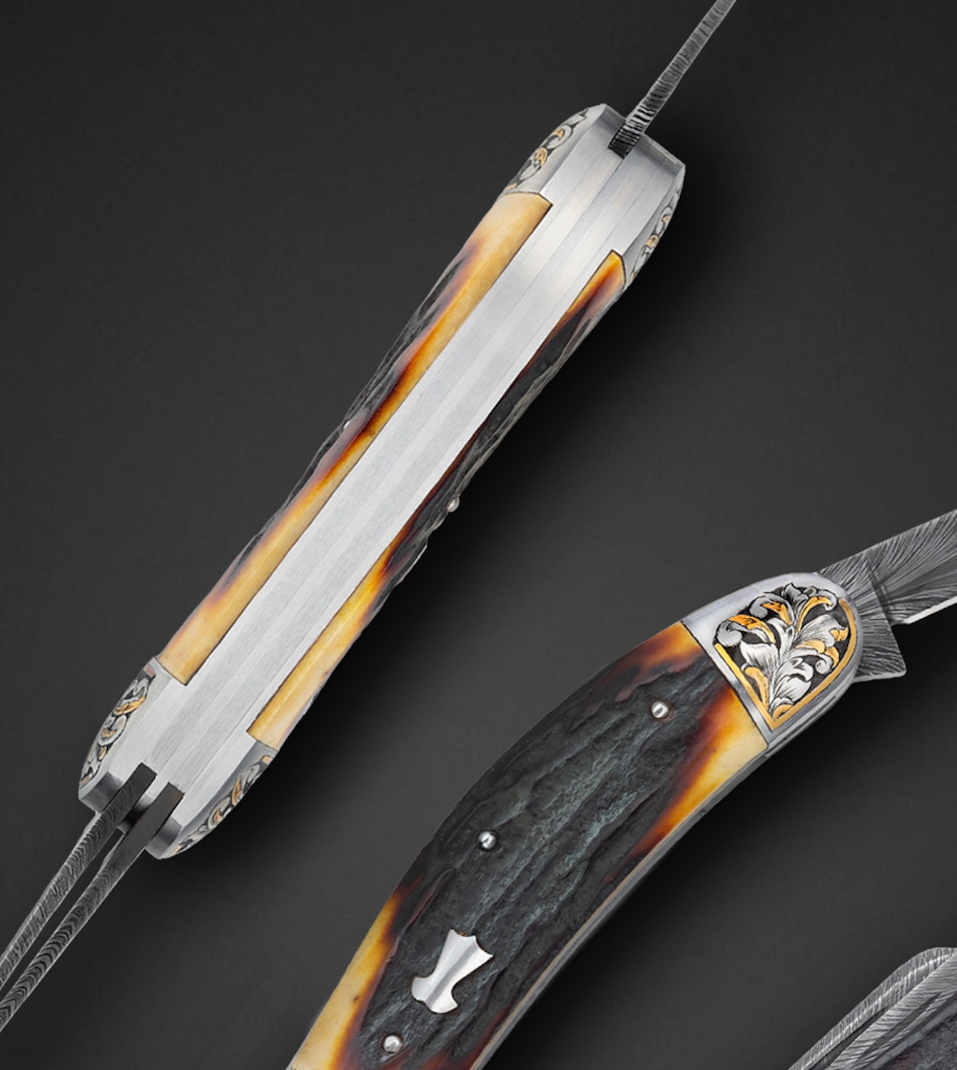 3 Blade, Engraved Sowbelly by Jeff Hawkins, Mike Tyre Feather