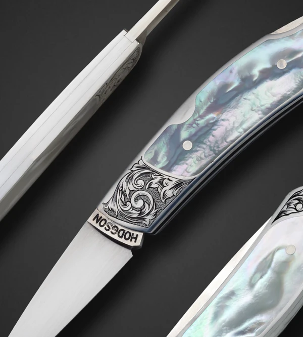 Pearl Lockback Folder, Engraved by Jim Sorenberger