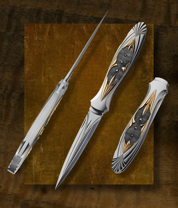 【Taka着用】LLICA SNAKE HEART DAGGER【初期】 Crotto, Nicanor, Sterling Silver Reposé Snake Dagger with Damascus