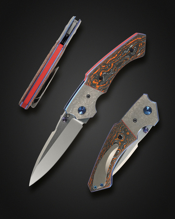 White Swan Folder with Camo Carbon Scales by Allen Elishewitz White Swan Folder with Camo Carbon Scales by Allen Elishewitz