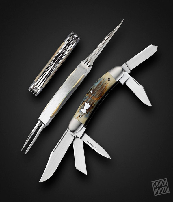 Ruple, Bill 5 Blade Sowbelly Slipjoint Folding Knife w/ Mammoth Scales, by Bill Ruple Ruple, Bill 5 Blade Sowbelly Slipjoint Folding Knife w/ Mammoth Scales, by Bill Ruple