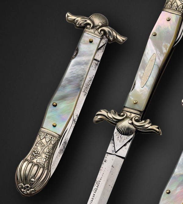 IXL, W. Crown R. George Wostenholm Improved Cutlery, Rare Pearl Folding Dirk True Whittler Knife, Circa 1832-1837 ❗EXTREMELY RARE❗ IXL, W. Crown R. George Wostenholm Improved Cutlery, Rare Pearl Folding Dirk True Whittler Knife, Circa 1832-1837 ❗EXTREMELY RARE❗
