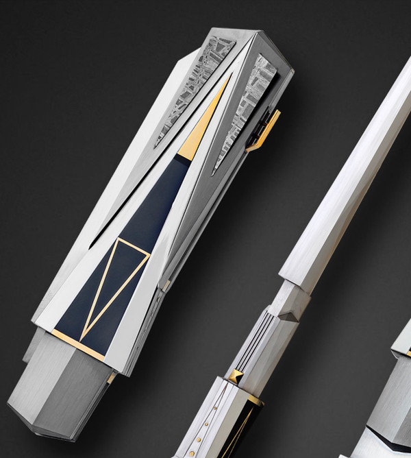 "Obelisk" Lockback Folder by Ken Steigerwalt, with Pen Shell, Meteorite & 14K Gold Inlays "Obelisk" Lockback Folder by Ken Steigerwalt, with Pen Shell, Meteorite & 14K Gold Inlays