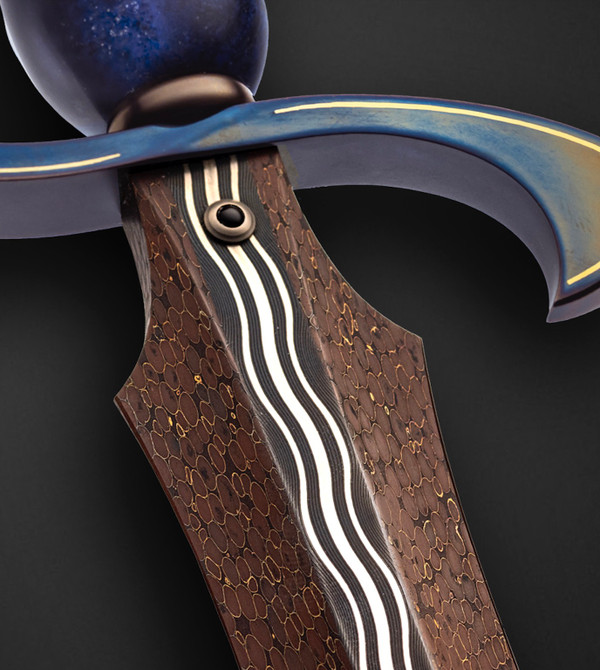 "Callidus" Dagger with 24k Gold Inlays and Dumortierite Stone Handle from Mozambique by Bertie Rietveld, c. '02-'05