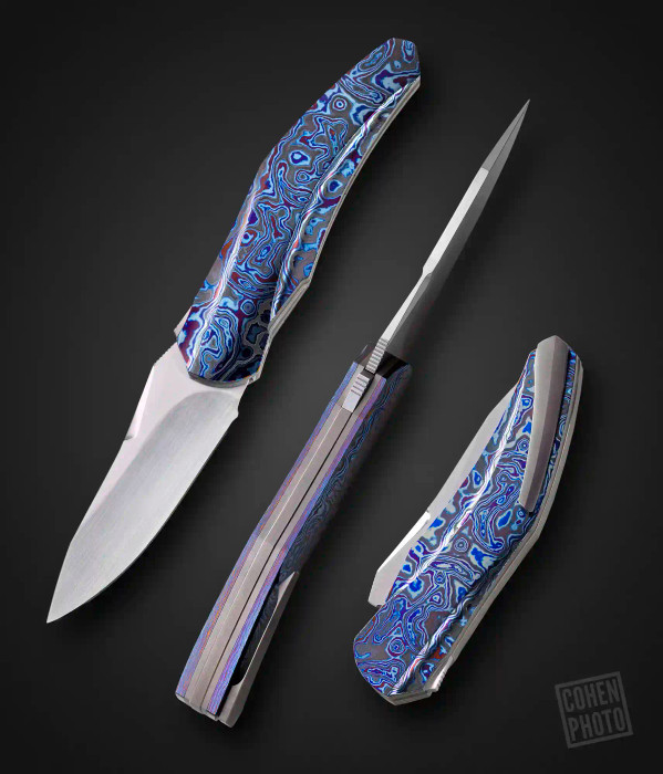 TOXICITY TRS, Damasteel Damascus, Black Timascus (Kraken Pattern) Handle, Hidden Hardware by Carlos Queiros of Portugal & ⭐️ Award Winner, NEW❗️BLADE SHOW 2025