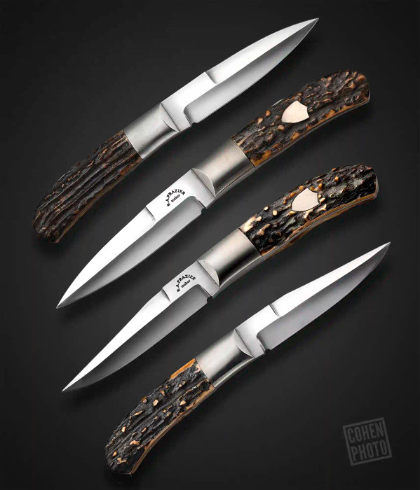 Hunter Set with Sambar Stag Scales and Ironwood Box by Ron Frazier