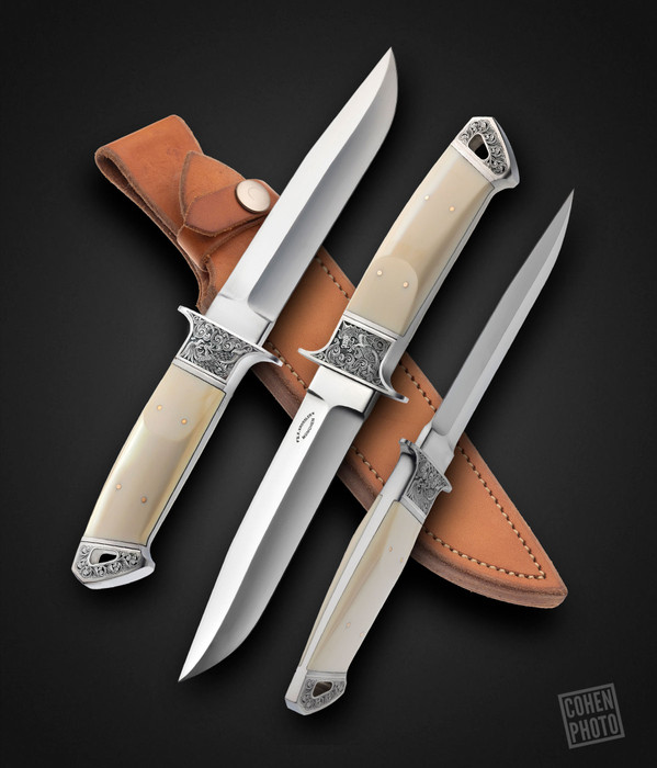 Dragon Engraved Fighter by Dietmar Kressler with Antique Mammoth Scales, Engrv. Stanley Stolz Dragon Engraved Fighter by Dietmar Kressler with Antique Mammoth Scales, Engrv. Stanley Stolz