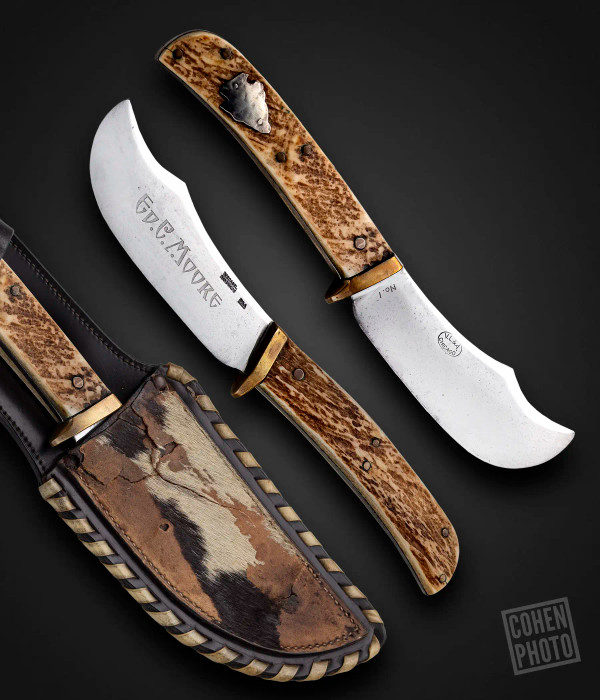 One of a Kind Skinner by William Wales Scagel, with Moose Horn Handle with Silver Arrowhead Shield, Custom Made for Famous Sportsman: Ed.G.Moore, Circa 1923, Sold out of VL&A, ❗RARE❗ One of a Kind Skinner by William Wales Scagel, with Moose Horn Handle with Silver Arrowhead Shield, Custom Made for Famous Sportsman: Ed.G.Moore, Circa 1923, Sold out of VL&A, ❗RARE❗