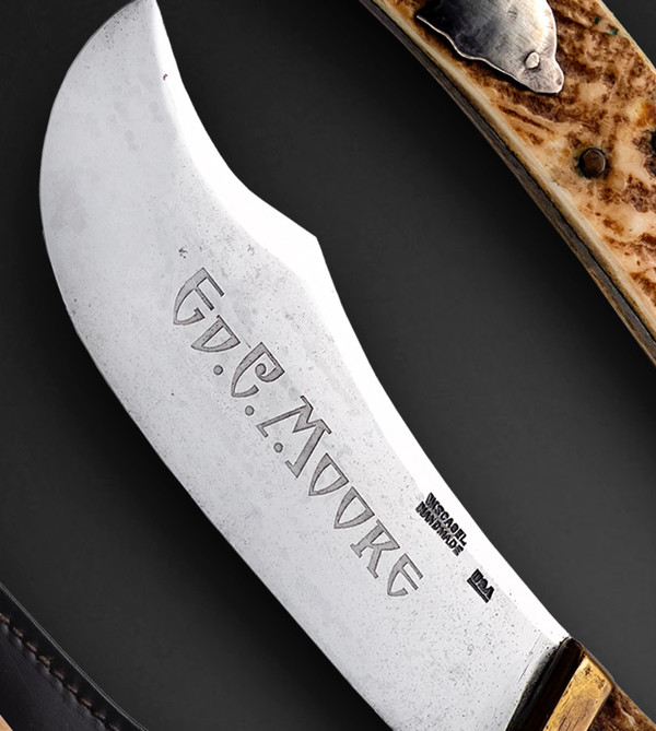 One of a Kind Skinner by William Wales Scagel, with Moose Horn Handle with Silver Arrowhead Shield, Custom Made for Famous Sportsman: Ed.G.Moore, Circa 1923, Sold out of VL&A, ❗RARE❗