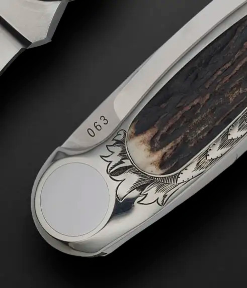 Stag, Engraved Button Lock by Jimmy Lile, S/N 063