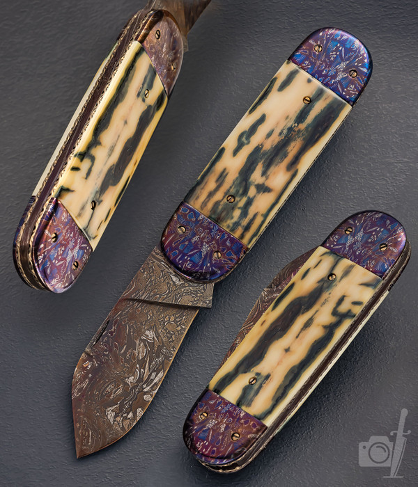 Don Hanson 2 Blade Mammoth Scales Damascus Don Hanson 2 Blade Mammoth Scales Damascus
