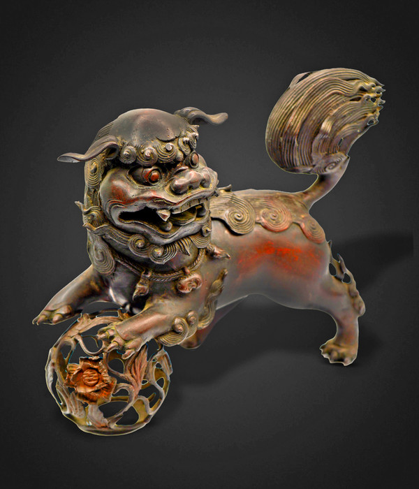 Antique Chinese Bronze Pixiu (Guardian Lion) Incense Burner