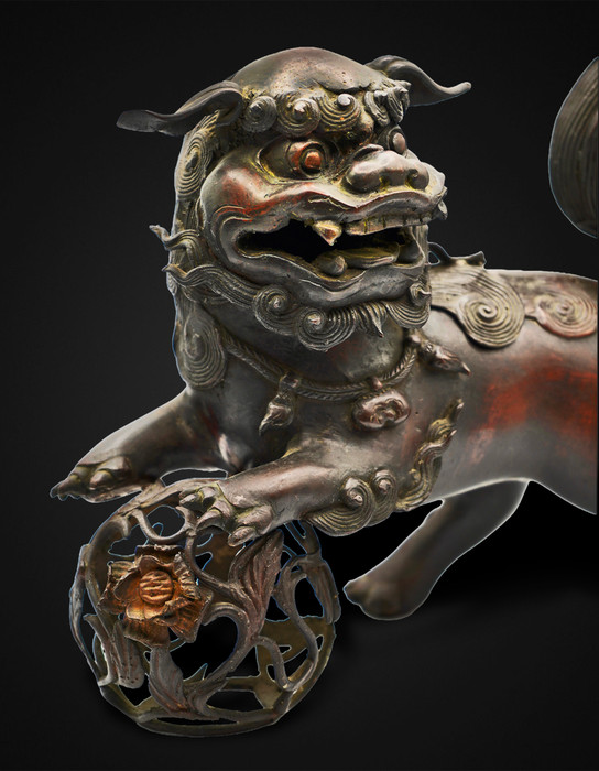 Antique Chinese Bronze Pixiu (Guardian Lion) Incense Burner