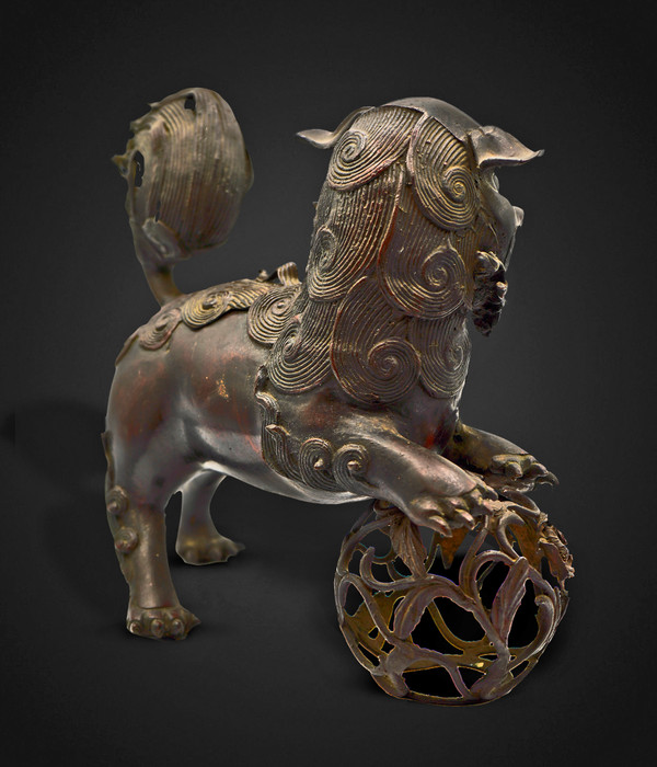 Antique Chinese Bronze Pixiu (Guardian Lion) Incense Burner